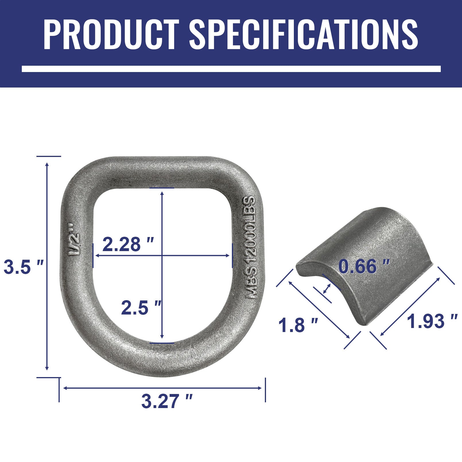 Heavy Duty Weld-On Forged D Ring, 4 Pack 3/4" D-Ring Trailer Tie Down Anchor for Trailer, Truck Cargo, RV, ATV Tiedowns, Farm Applications and More. MBS:26500 lbs