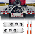 30" Stainless Steel Mud Flap Hanger Set for Semi Trucks, Spring Loaded Mud Flap Light Bar with 2.5" Bolt Space 4" Light Cutouts, Straight Style Tail Light Box