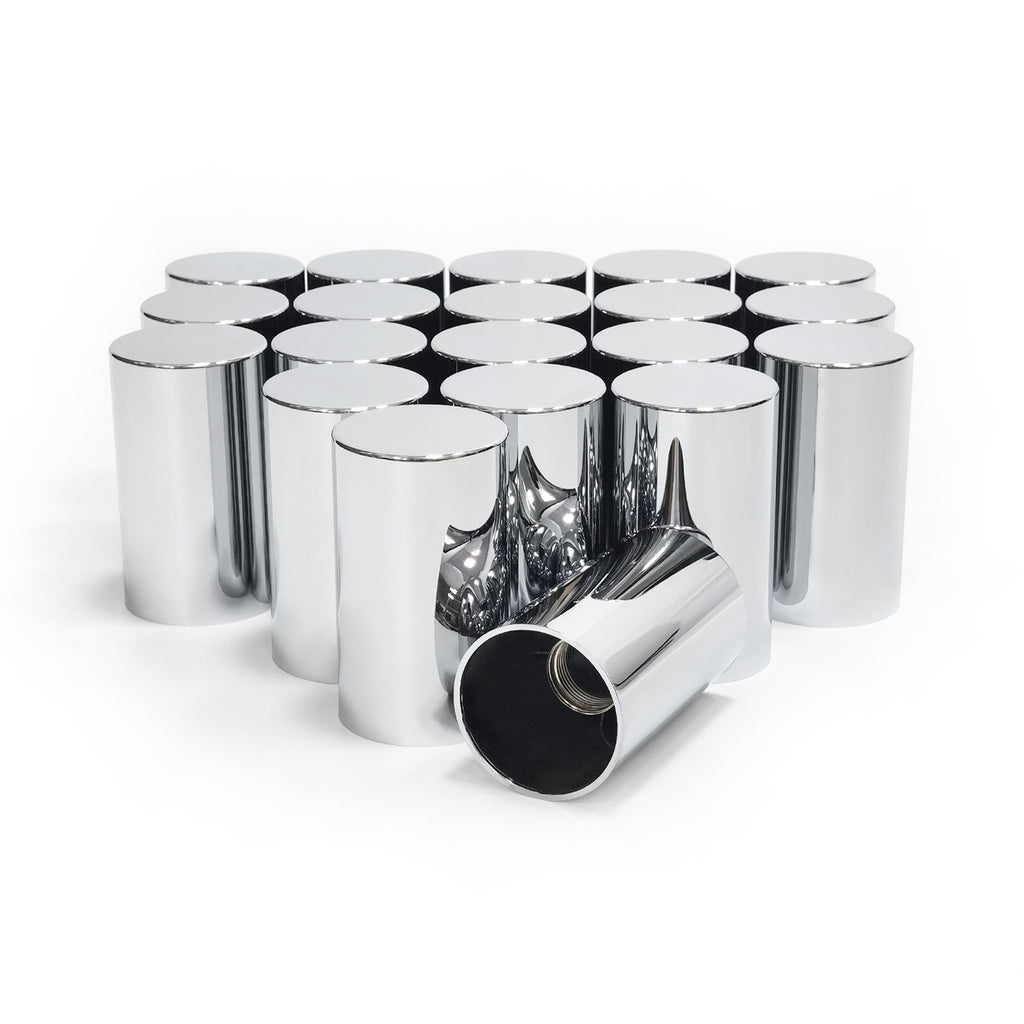 20 Pack Lug Nut Covers, 33mm by 3-1/2" Thread On Flat Top Cylinder Nut Cover Caps ABS Chrome Plastic Anti-Rust Screw-on Lug Nut Covers for Semi Trucks Trailers