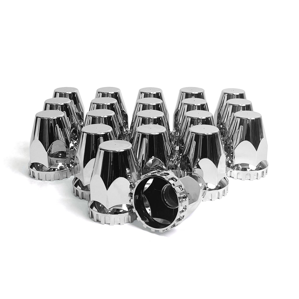 20 Pack Flat Top Lug Nut Covers, 33mm by 2-3/4" Thread On Chrome Nut Cover Caps ABS Plastic Anti-Rust Screw-on Lug Nut Covers for Semi Trucks