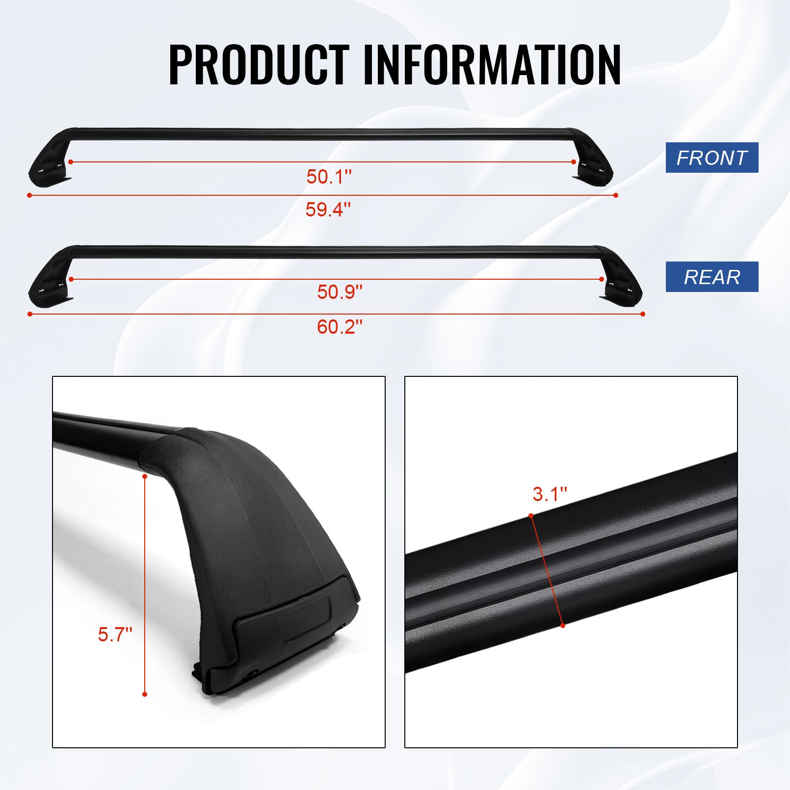 Roof Rack Cross Bars Fit for 2007-2024 Jeep Wrangler JK JL Gladiator JT(4 Doors Hard Top), Aluminum Jeep Roof Rack for Kayak Cargo Carriers Luggage, Easy to Install and Less Noise