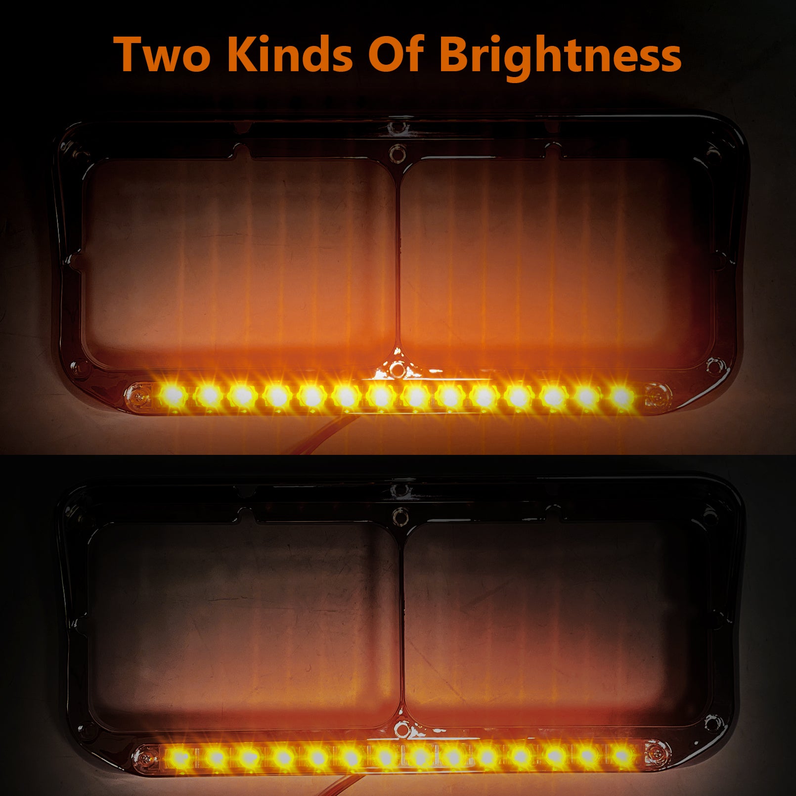 Headlight Bezels Chrome w/Visor 12" LED Light Strip Replacement for 4x6 Lights Kenworth T400 T600 T800 W900B W900L Peterbilt 378 379 Western Star 4900 Freightliner, White Light