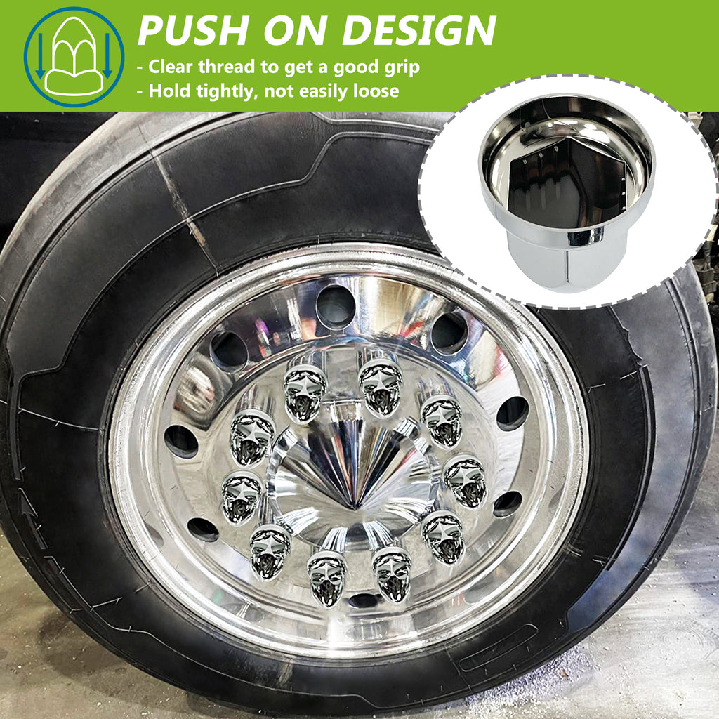 20 Pack Lug Nut Covers for Semi Trucks, 33mm by 2-1/2" Thread On Push-on Nut Cover Caps ABS Plastic Anti-Rust
