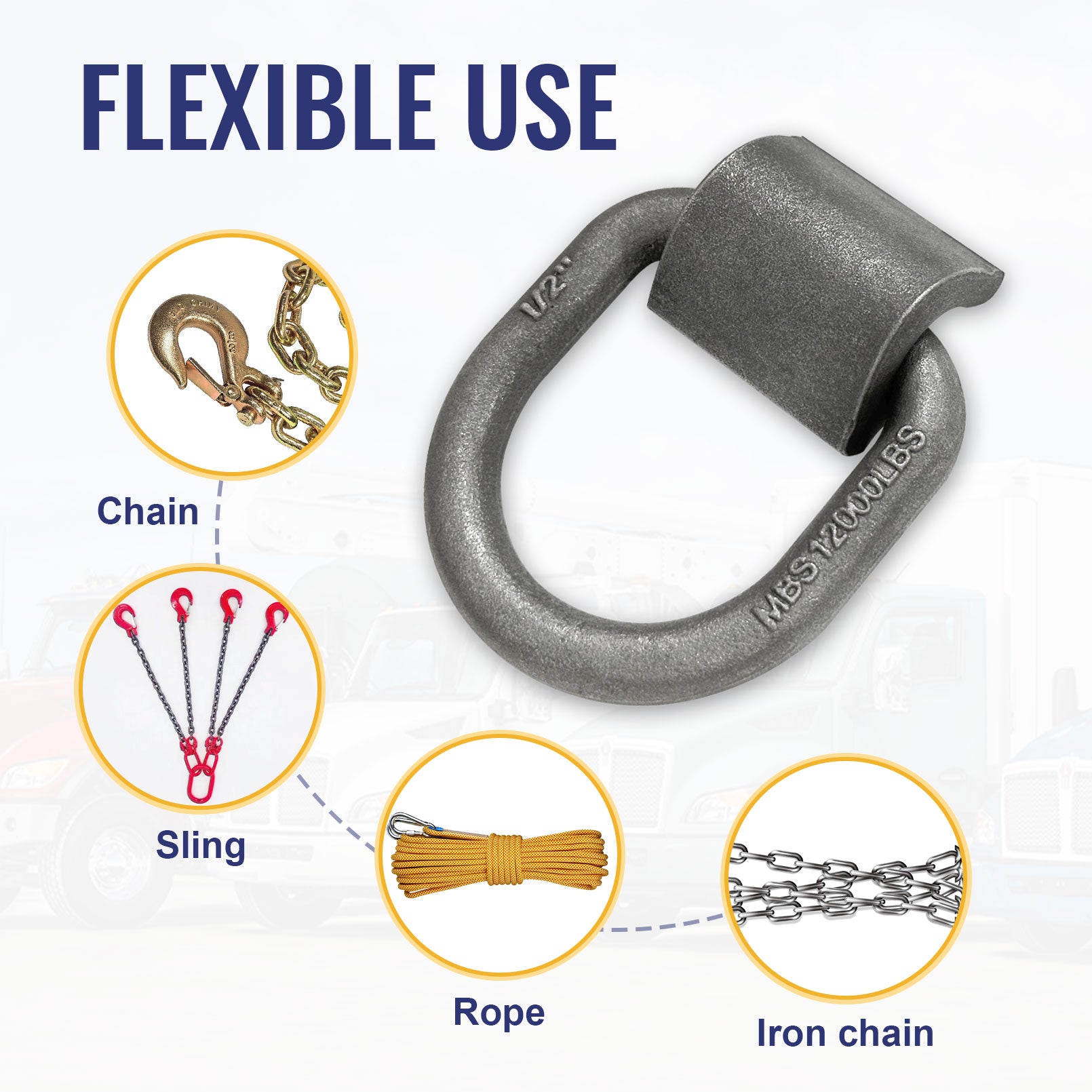 Heavy Duty Weld-On Forged D Ring, 4 Pack 3/4" D-Ring Trailer Tie Down Anchor for Trailer, Truck Cargo, RV, ATV Tiedowns, Farm Applications and More. MBS:26500 lbs