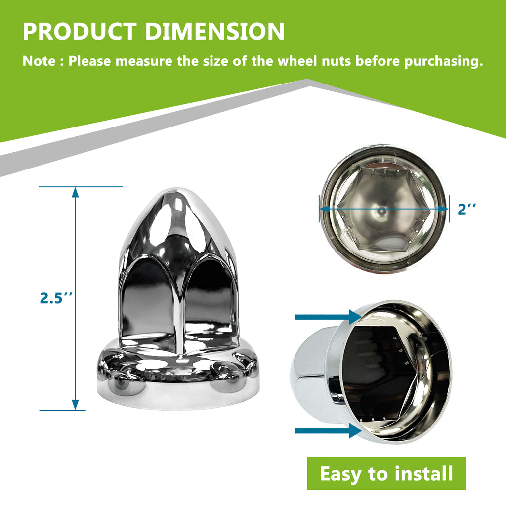 20 Pack Lug Nut Covers for Semi Trucks, 33mm by 2-1/2" Thread On Push-on Nut Cover Caps ABS Plastic Anti-Rust