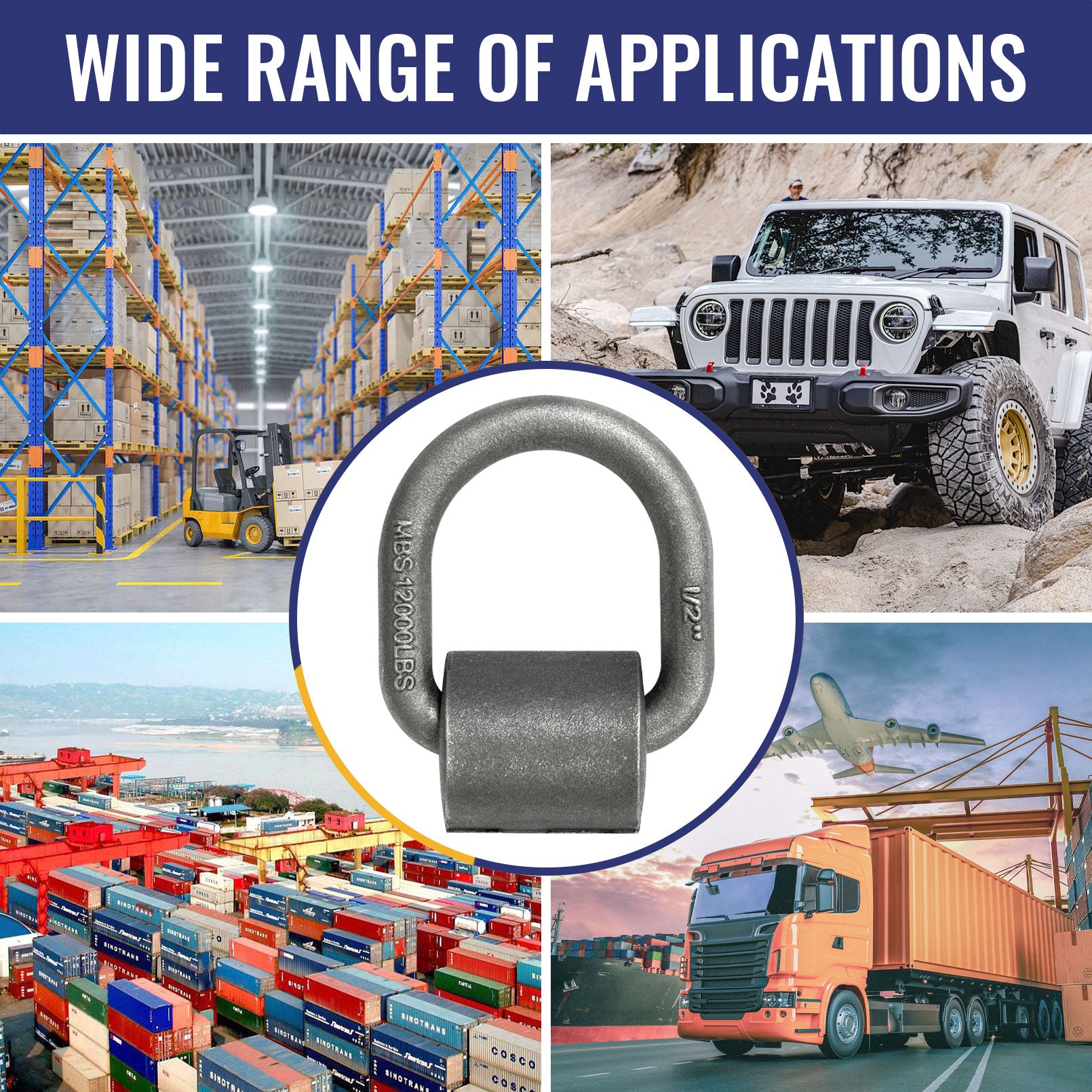 Heavy Duty Weld-On Forged D Ring, 4 Pack 3/4" D-Ring Trailer Tie Down Anchor for Trailer, Truck Cargo, RV, ATV Tiedowns, Farm Applications and More. MBS:26500 lbs
