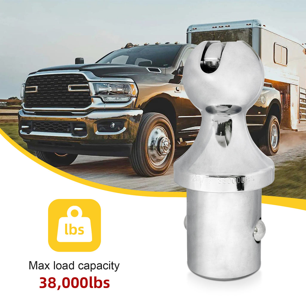 60618 Puck System 38000 LBS Gooseneck Hitch Ball Kit - Compatible with 2013-2024 Dodge RAM 2500 3500 - 2-5/16 Inch Gooseneck Ball for Truck Bed with 2 Pack Safety Chain Anchors