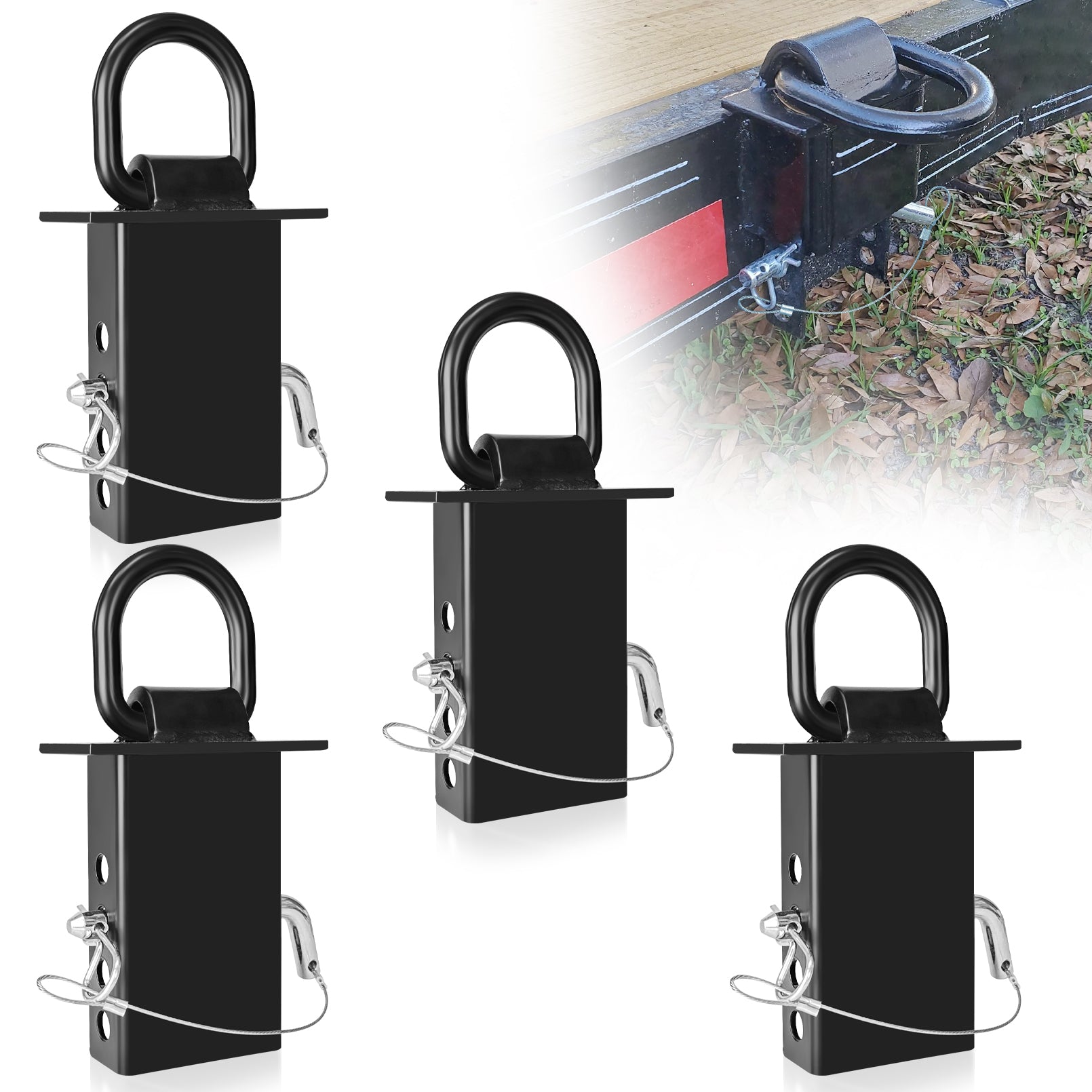 Stake Pocket D Ring for Trailer 1/2" Hitch Pin 4 Holes, 18,000lbs Heavy Duty D-Ring Removable Tie Downs for for Utility Trailers, Flatbed Trucks(4 Pack)