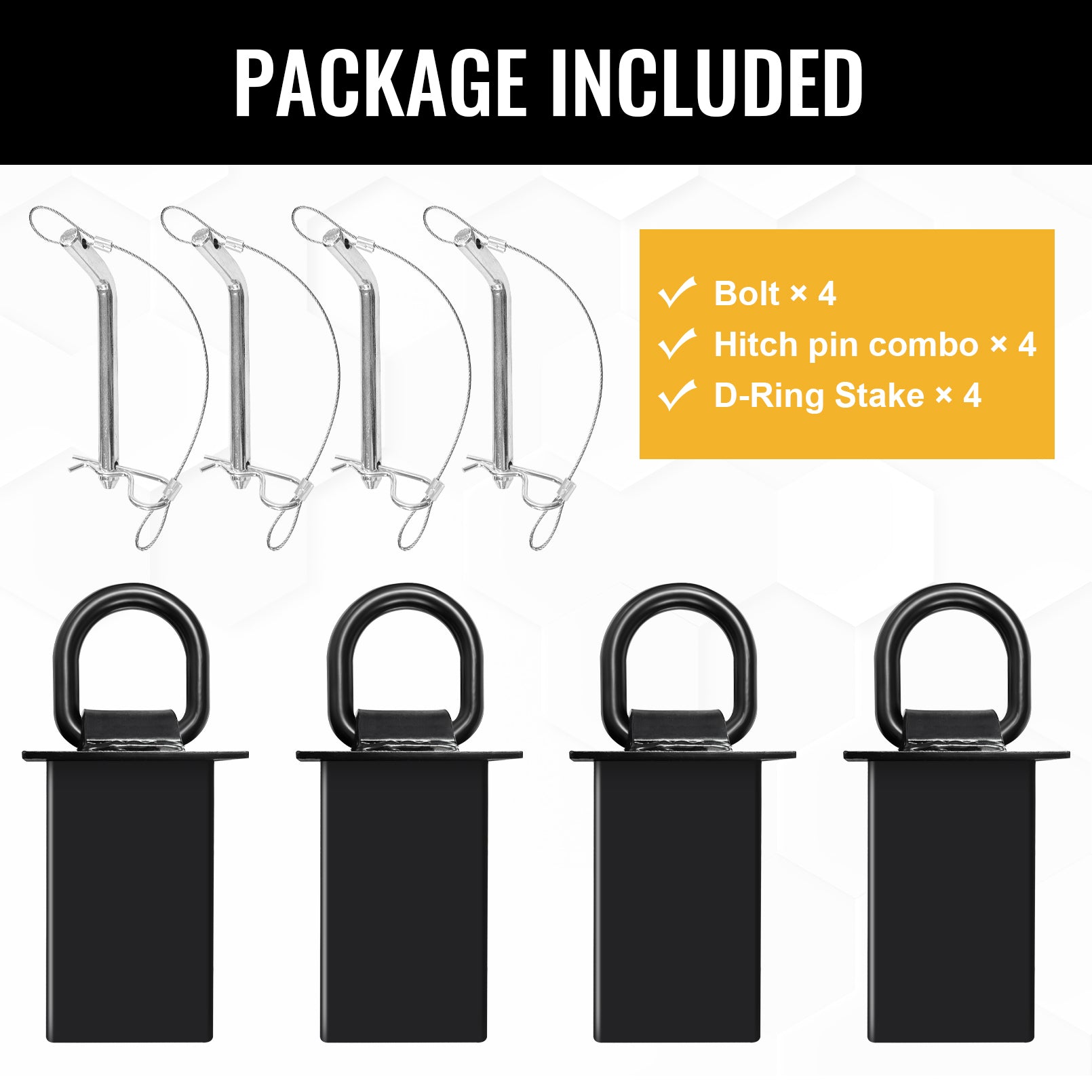 Stake Pocket D Ring for Trailer 1/2" Hitch Pin 4 Holes, 18,000lbs Heavy Duty D-Ring Removable Tie Downs for for Utility Trailers, Flatbed Trucks(4 Pack)