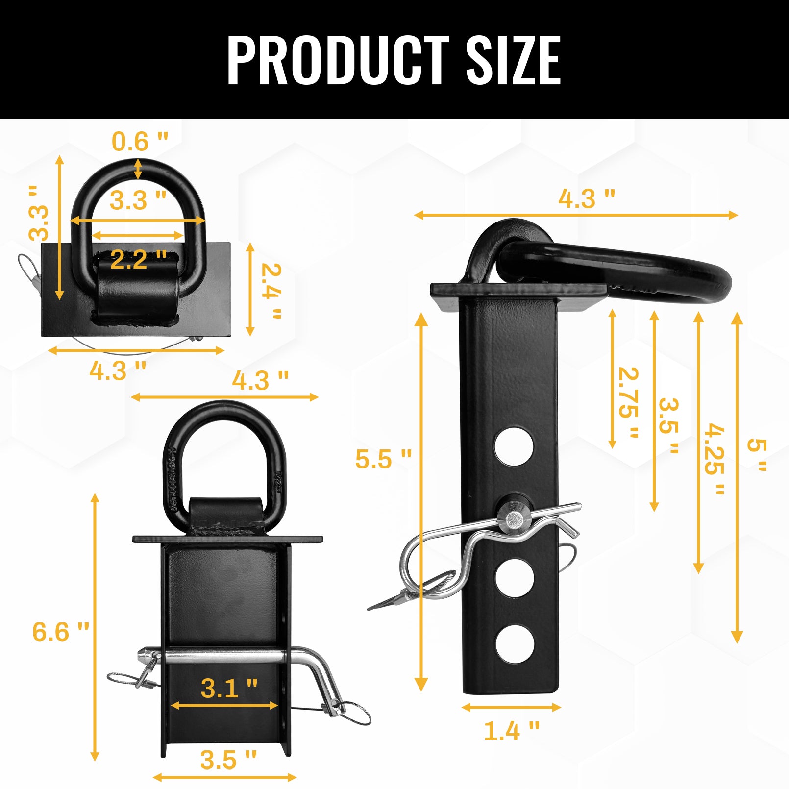 Stake Pocket D Ring for Trailer 1/2" Hitch Pin 4 Holes, 18,000lbs Heavy Duty D-Ring Removable Tie Downs for for Utility Trailers, Flatbed Trucks(4 Pack)