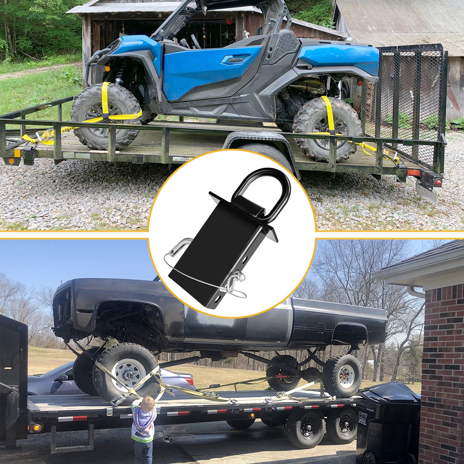 Stake Pocket D Ring for Trailer 1/2" Hitch Pin 4 Holes, 18,000lbs Heavy Duty D-Ring Removable Tie Downs for for Utility Trailers, Flatbed Trucks(4 Pack)