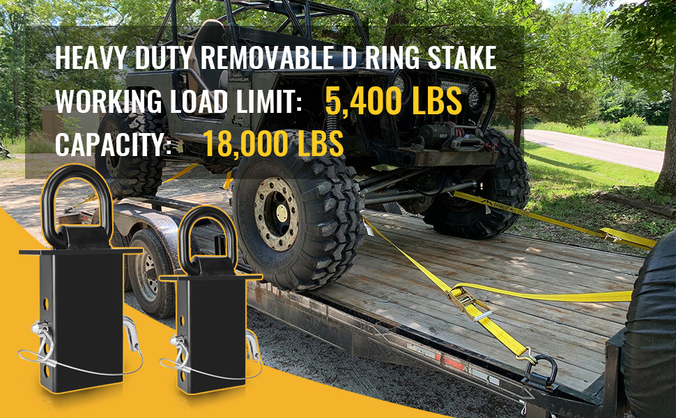 Stake Pocket D Ring for Trailer 1/2" Hitch Pin 4 Holes, 18,000lbs Heavy Duty D-Ring Removable Tie Downs for for Utility Trailers, Flatbed Trucks(4 Pack)