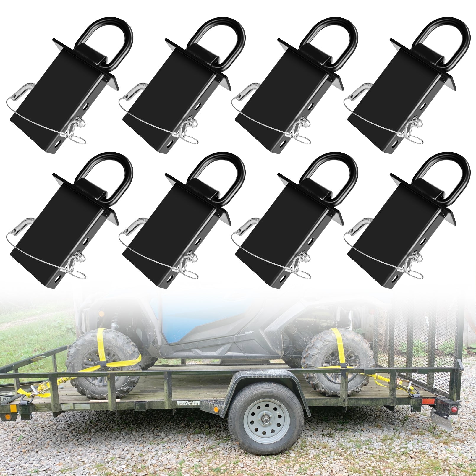 Stake Pocket D Ring for Trailer 1/2" Hitch Pin 4 Holes, 18,000lbs Heavy Duty D-Ring Removable Tie Downs for for Utility Trailers, Flatbed Trucks(4 Pack)