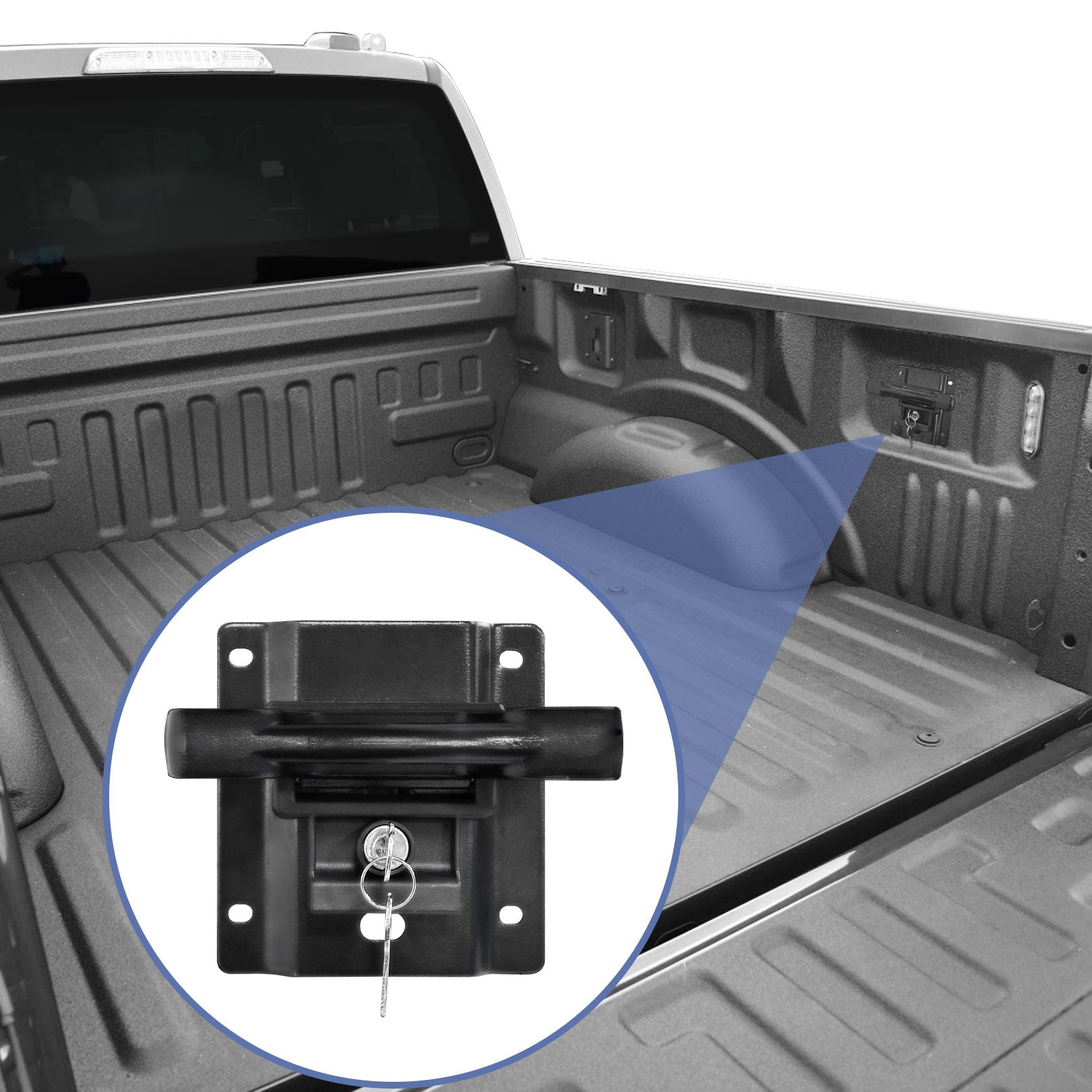 4 Pack Truck Bed Tie Down Anchors with Plates Compatible with 2015-2024 F150 F250 F350, Metal Handle Box Link Bed Tie Downs, Anti-Theft Screws OE# FL3Z-99000A64-B & FL3Z-9928408-AB