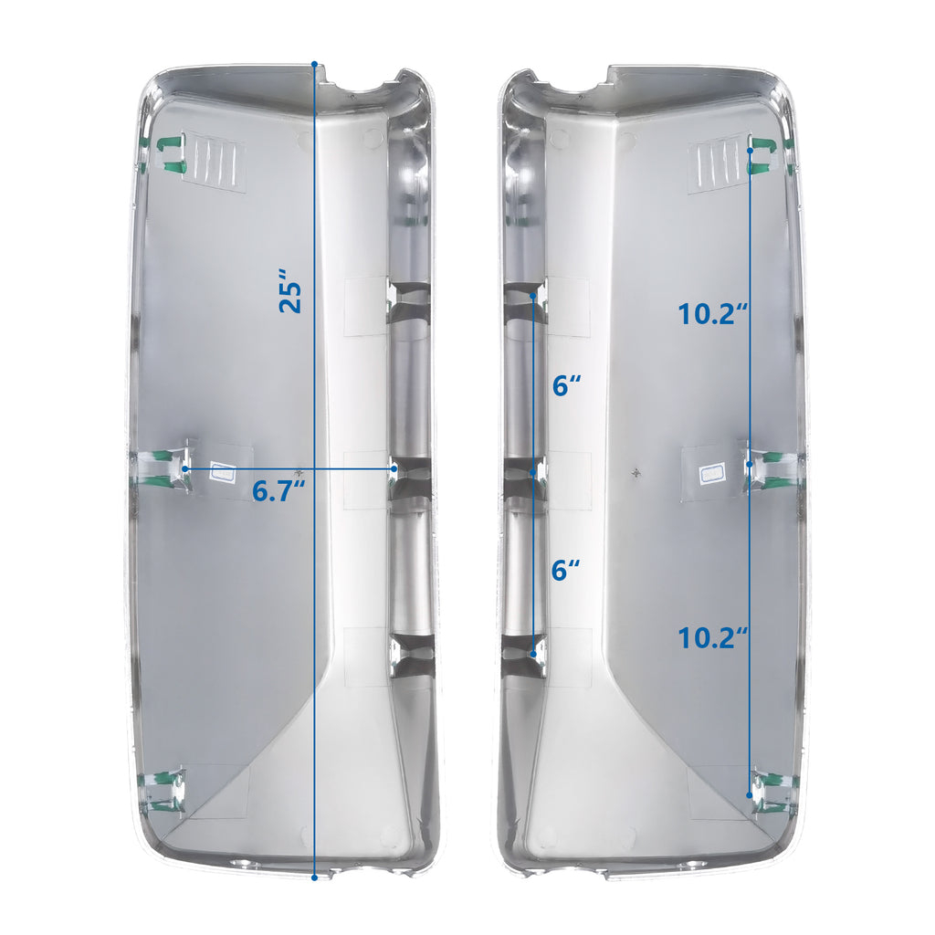 Chrome Door Mirror Covers Pair Set Compatible for Volvo VNL VNM Trucks 2004-2017, Left Driver and Right Passenger Side for Volvo Mirror Cover